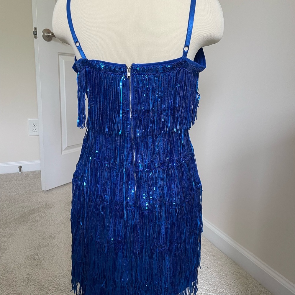 Blue Sequin Fringe Dress